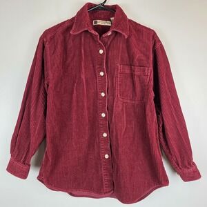 Vintage B.C.I. Clothing Woman Corduroy Red Shirt-Jacket Medium Long Sleeves.A105